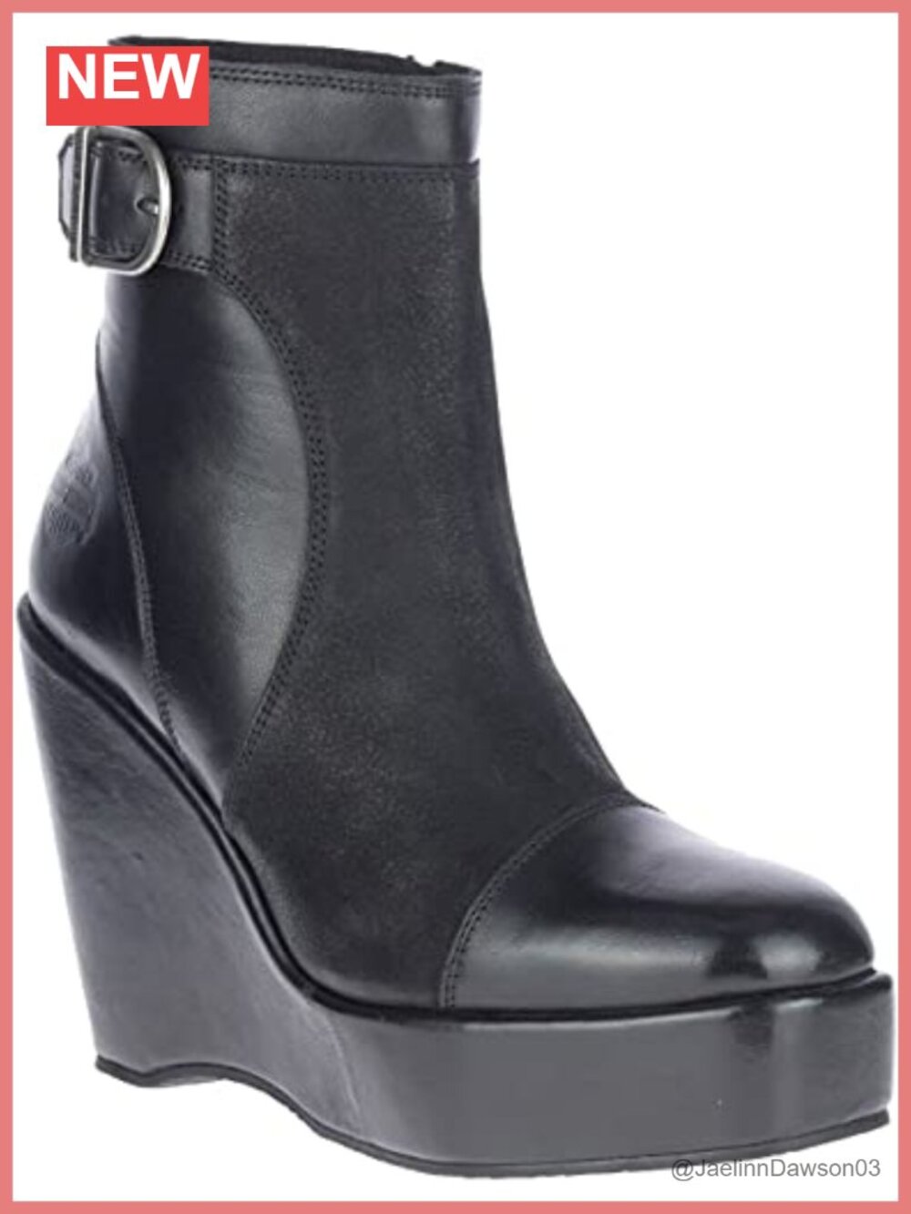 Women's Fashion Wedge Booties Ankle Boots Leather Pull-On Water Resistant
